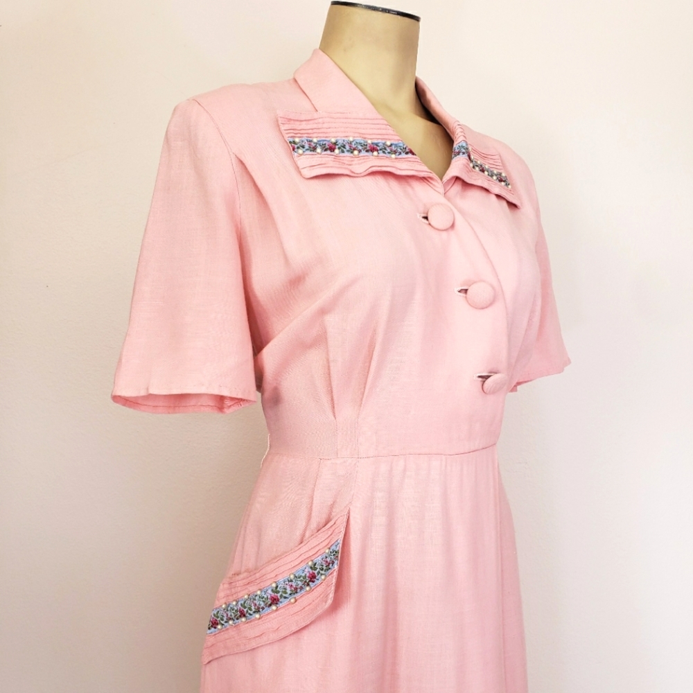 VTG 50s Pink Short Sleeve Mendel Dress